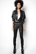 Tais Cuir Froisse Shirt - Black leather shirt.