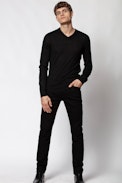 Pull Ginger - Pull noir col V homme.