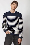Jeremy Stripes Sweater - Men’s merino sweater, round neck, striped.