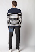 Jeremy Stripes Sweater - Men’s merino sweater, round neck, striped.