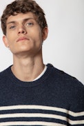 Jeremy Stripes Sweater - Men’s merino sweater, round neck, striped.