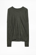 Pullover Anouck Kaschmir - Khakifarbener Damen-Kaschmirpullover.