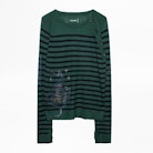Pullover Reglis Kaschmir Multistrass - Gestreifter Damen-Kaschmirpullover.