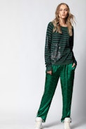 Pullover Reglis Kaschmir Multistrass - Gestreifter Damen-Kaschmirpullover.