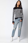 Miss Cashmere Strass Sweater - Women’s striped cashmere sweater.