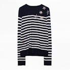 Miss Cashmere Strass Sweater - Women’s striped cashmere sweater.