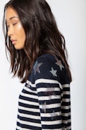 Miss Cashmere Strass Sweater - Women’s striped cashmere sweater.