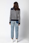 Miss Cashmere Strass Sweater - Women’s striped cashmere sweater.