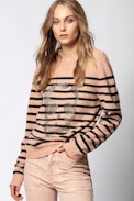 Jeremia MW Skull Sweater - Women’s striped merino wool sweater.