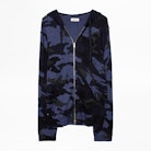 Clash Camou Cardigan - Men’s zip-up hooded cardigan, camouflage print.