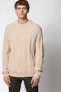 Liam Baco Sweater - Men's round neck beige sweater.