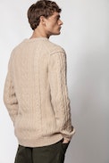 Liam Baco Sweater - Men's round neck beige sweater.