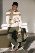 Liam Baco Sweater - Men's round neck beige sweater.