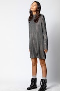 Patty Strass Dress - Black cashmere dress with rhinestone embellishment