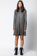 Patty Strass Dress - Black cashmere dress with rhinestone embellishment