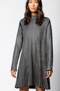 Patty Strass Dress - Black cashmere dress with rhinestone embellishment