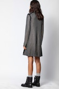 Patty Strass Dress - Black cashmere dress with rhinestone embellishment