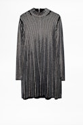 Patty Strass Dress - Black cashmere dress with rhinestone embellishment