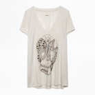 T-shirt Tiny Canetille Skull - T-shirt tête de mort brodée.