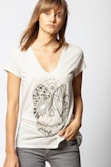 T-shirt Tiny Canetille Skull - T-shirt tête de mort brodée.