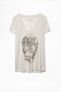 T-shirt Tiny Canetille Skull - T-shirt tête de mort brodée.