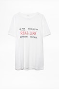Tibo Real Life T-shirt - Men's white T-shirt, printed on the front.
