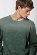 Steeve Spray Skull Sweatshirt - Men’s khaki sweatshirt, embroidery on the front.