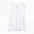 Tunisien Notre-Dame - T-shirt blanc femme col tunisien.