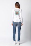 Tunisien Notre-Dame - T-shirt blanc femme col tunisien.