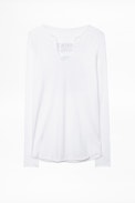 Tunisien Notre-Dame - T-shirt blanc femme col tunisien.