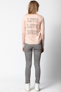 Live Love Rock Tunisian Collar T-shirt - Women’s slogan T-shirt.