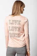 Live Love Rock Tunisian Collar T-shirt - Women’s slogan T-shirt.