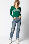 Music Tunisian Collar T-shirt - Women’s slogan T-shirt.