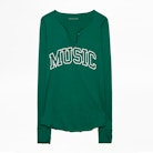 Music Tunisian Collar T-shirt - Women’s slogan T-shirt.