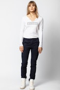 Voltaire Strass Tunisian Collar T-shirt - Women’s slogan T-shirt.