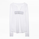 Voltaire Strass Tunisian Collar T-shirt - Women’s slogan T-shirt.