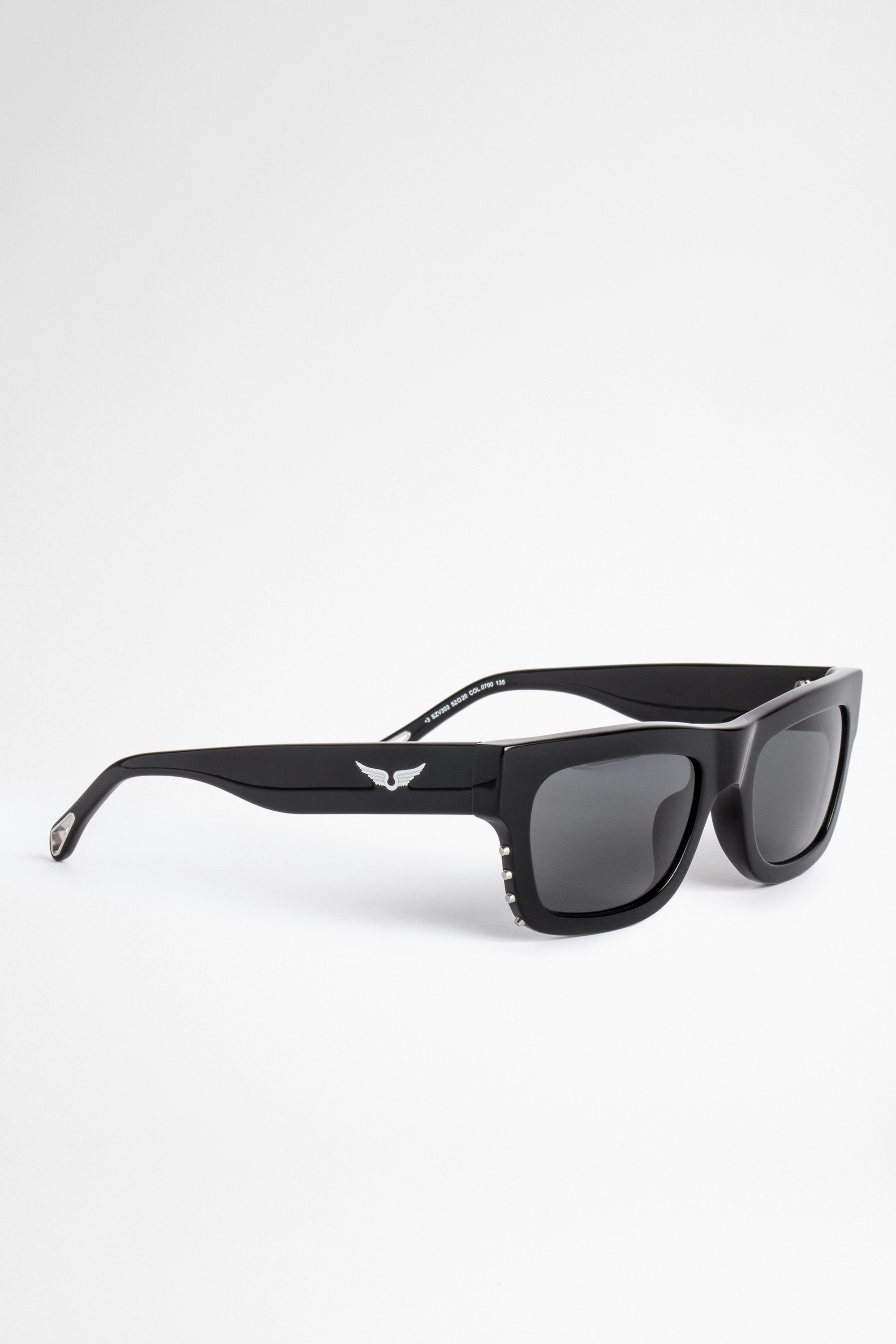 Shiny Glasses Unisex sunglasses Zadig&Volatire black acetate decorated with small metal studs.
