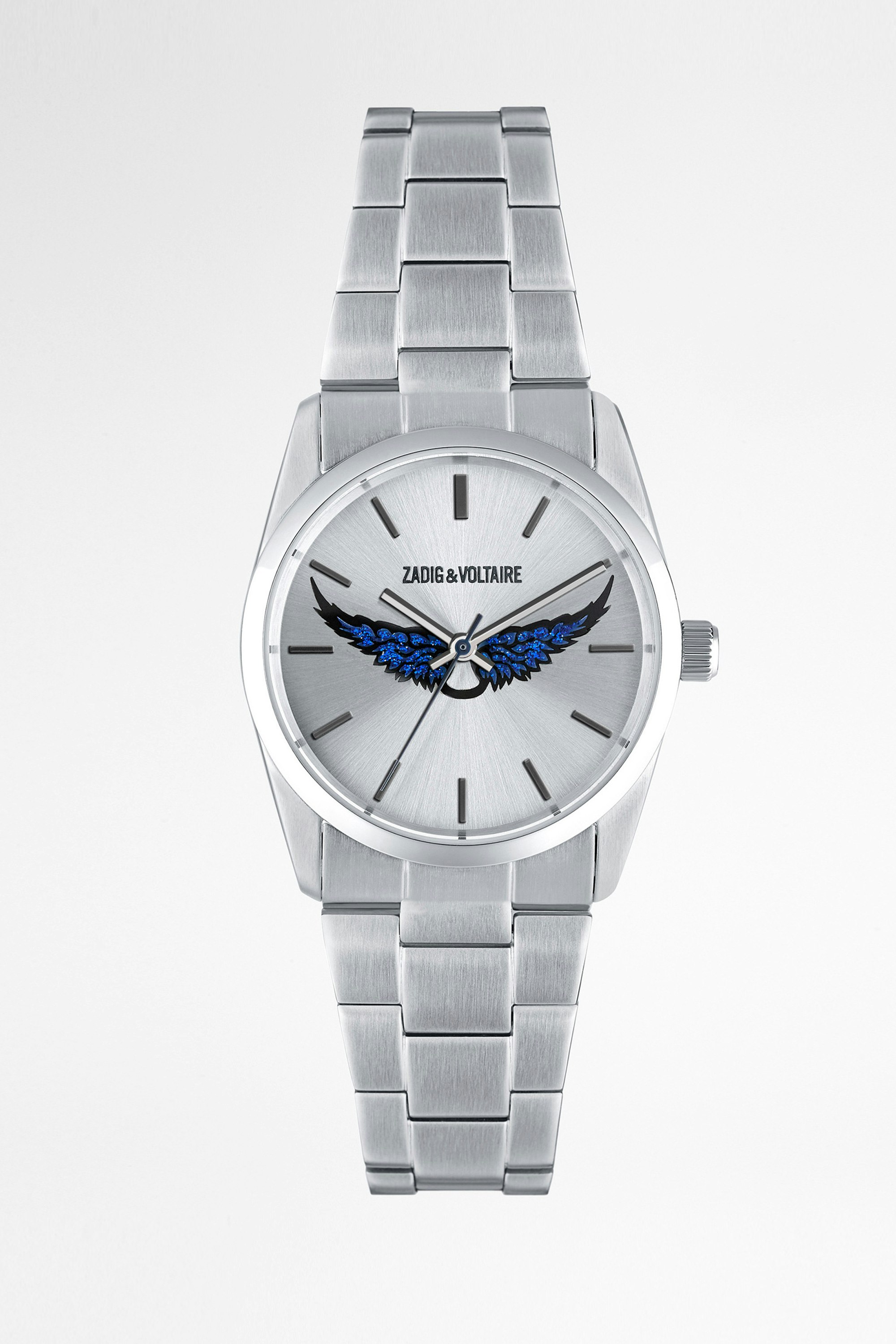 Timeless Ailes Glitter Watch Steel wings motif watch.