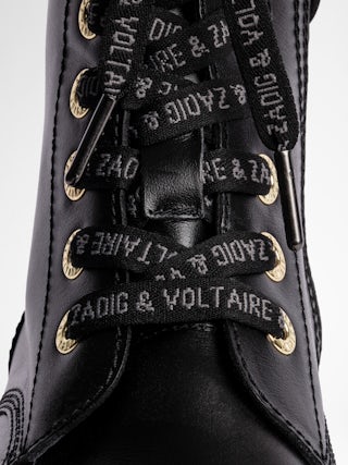 Joe Ankle Boots - Leather ranger boots with print and patch.