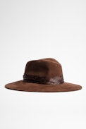 Sombrero Amanda - Sombrero camel de ante para mujer