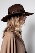 Sombrero Amanda - Sombrero camel de ante para mujer