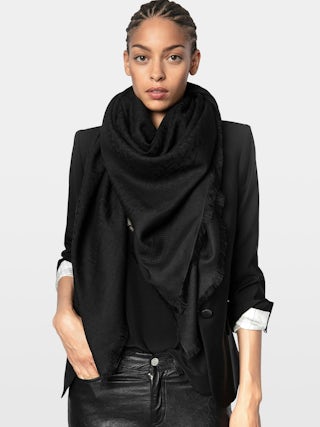 Pañuelo Glenn ZV Initiale 135 - Pañuelo grande negro para mujer