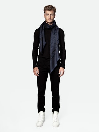 Foulard ZV Initiale Glenn - Grand foulard jacquard monogramme zv.