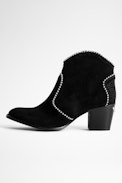Bottines Molly Suede Studs - Bottines à talons noires femme en cuir