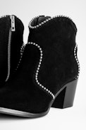 Bottines Molly Suede Studs - Bottines à talons noires femme en cuir