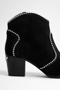 Bottines Molly Suede Studs - Bottines à talons noires femme en cuir