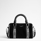 Sac Sunny XS Suede Studs - Petit sac noir femme en cuir suédé agrémenté de clous