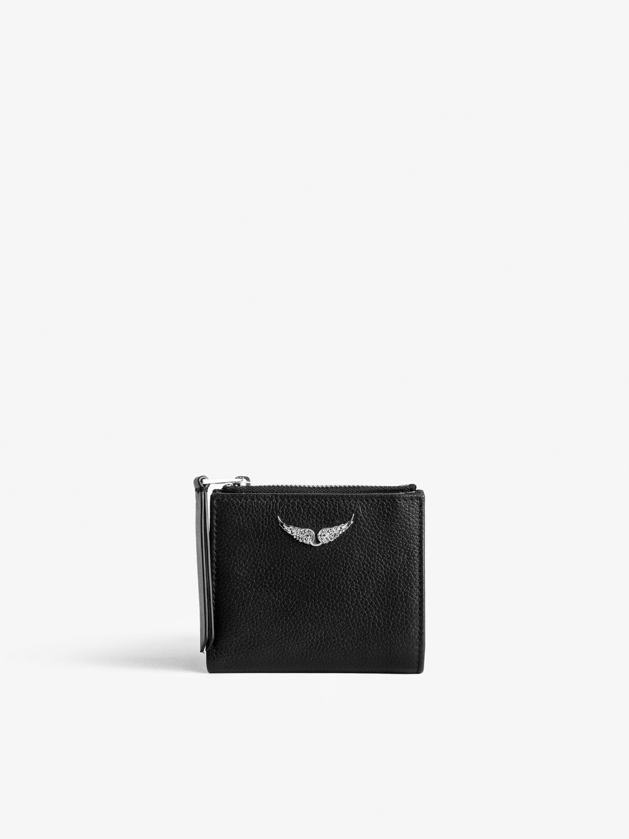 Portemonnaie ZV Fold - Schwarzes Portemonnaie aus genarbtem Leder