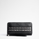 Compagnon Studs Outline Wallet - Women's black grained leather wallet
