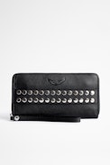 Compagnon Studs Outline Wallet - Women's black grained leather wallet